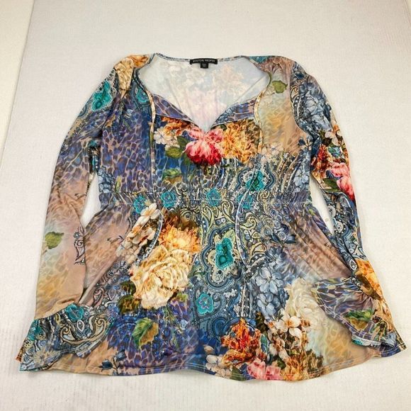 Boston Proper boho bell sleeve top. - Picture 1 of 11